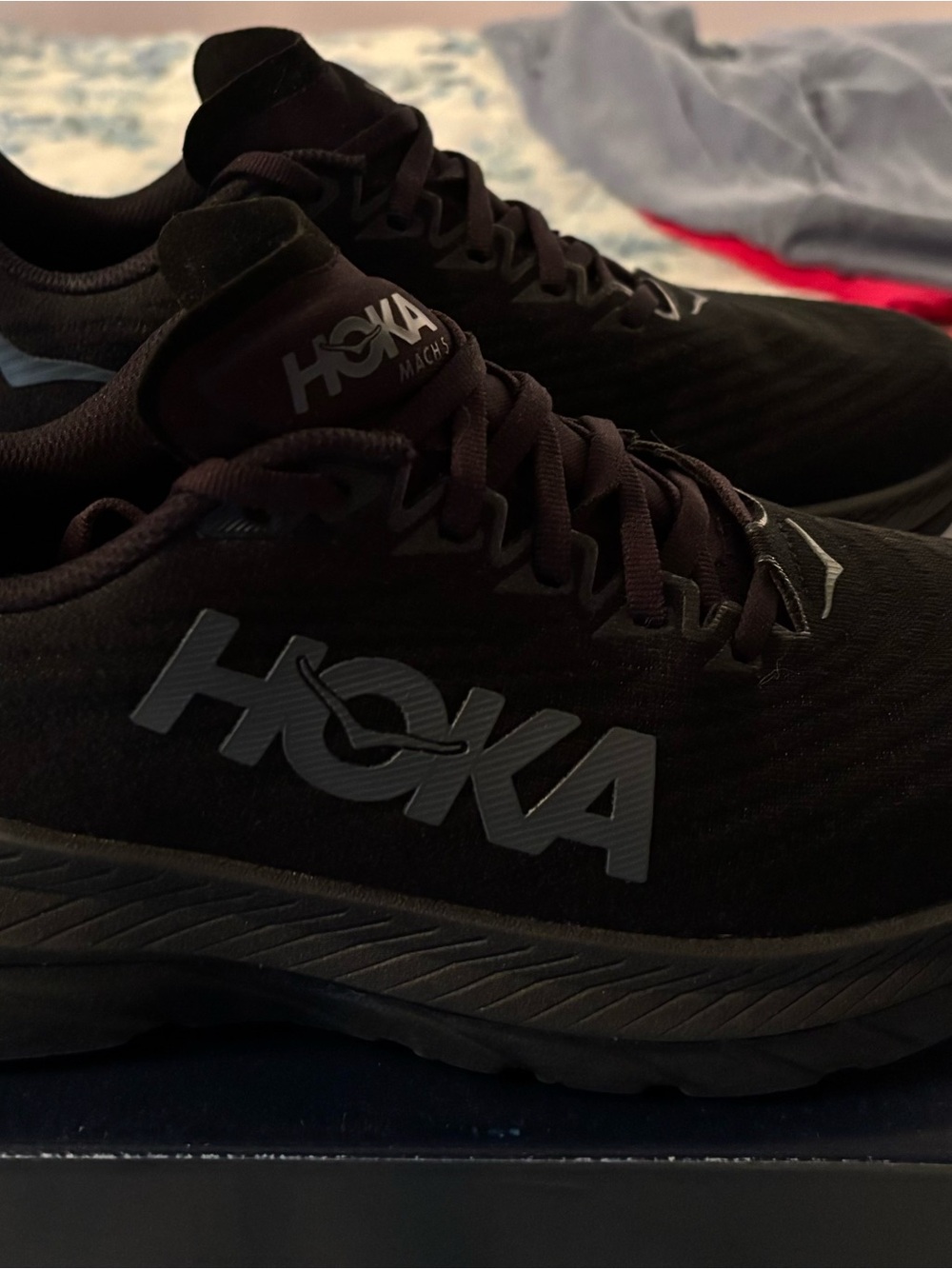Hoka Black and Gray Performance Running Sneakers